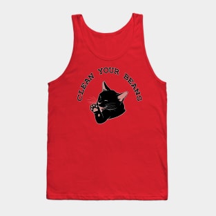Clean Your Beans Funny Black Cat Tank Top